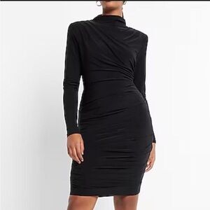 Express Black Long Sleeve Back Cutout Dress